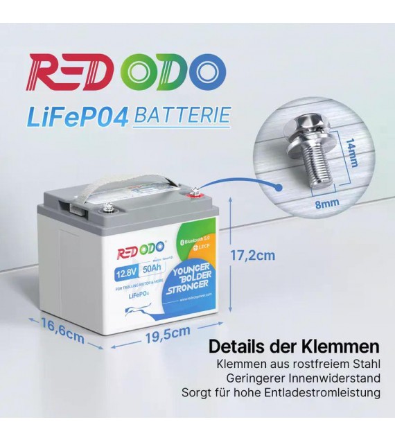 Redodo LiFePO4 12V 50Ah BlueTooth akkumulátor