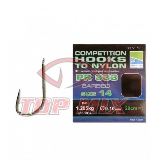 PRESTON COMPETITION 333 HOOKS TO NYLON SIZE 20