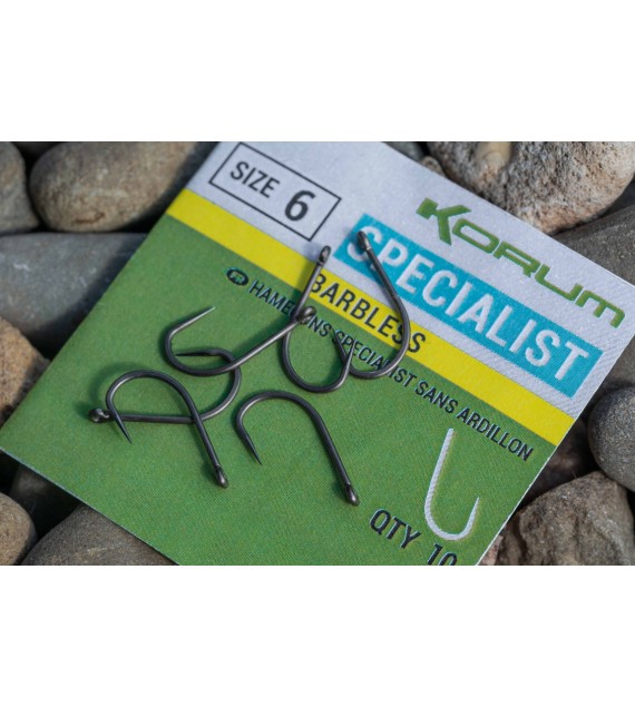 Korum XPERT SPECIALIST BARBLESS HOOKS - SIZE 10 