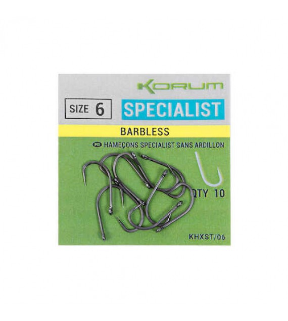 Korum XPERT SPECIALIST BARBLESS HOOKS - SIZE 12 