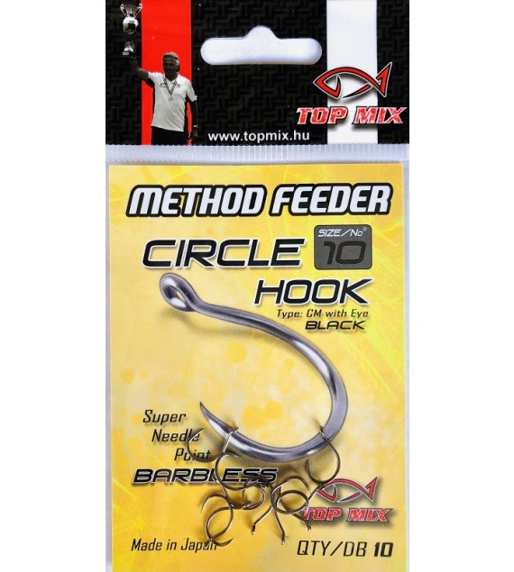 Top Mix Method feeder Circle Barbless hook #10