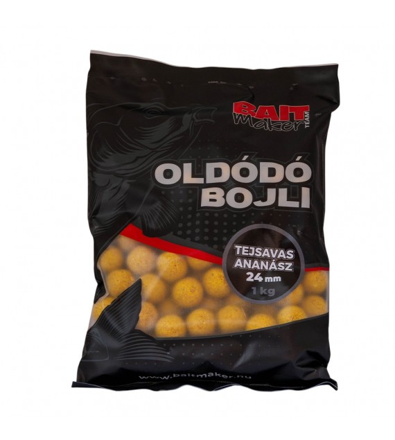 BAIT MAKER Oldódó bojli 24 mm Tejsavas Ananász 1 kg 