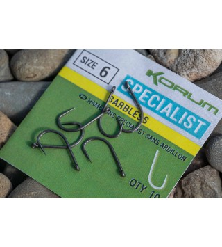 Korum XPERT Specialist BARBLESS Hooks füles horog - 6 