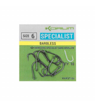 Korum XPERT SPECIALIST BARBLESS HOOKS - SIZE 14 