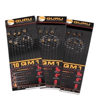 GURU QM1 10 Bait Bands 10cm (0.19mm) előkötött horog