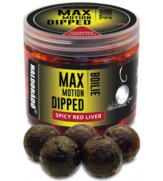 Haldorádó MAX MOTION Boilie Dipped 20 mm - Fűszeres Vörös Máj