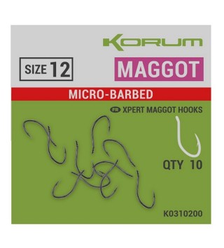 Korum XPERT Maggot BARBED Hooks füles horog - 12