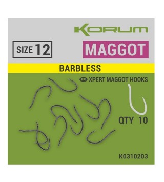 Korum XPERT Maggot BARBLESS Hooks füles horog - 12
